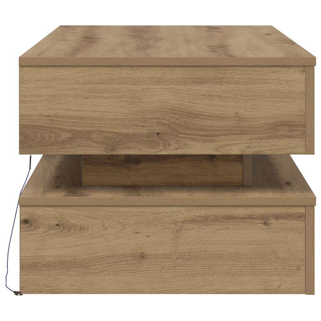 Couchtisch mit LED-Leuchten Artisan-Eiche 90x50x40 cm