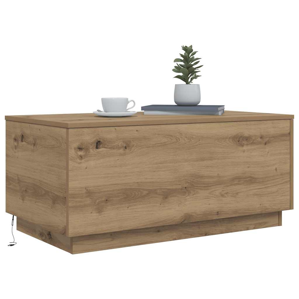 Couchtisch mit LED-Leuchten Artisan-Eiche 90x50x40 cm