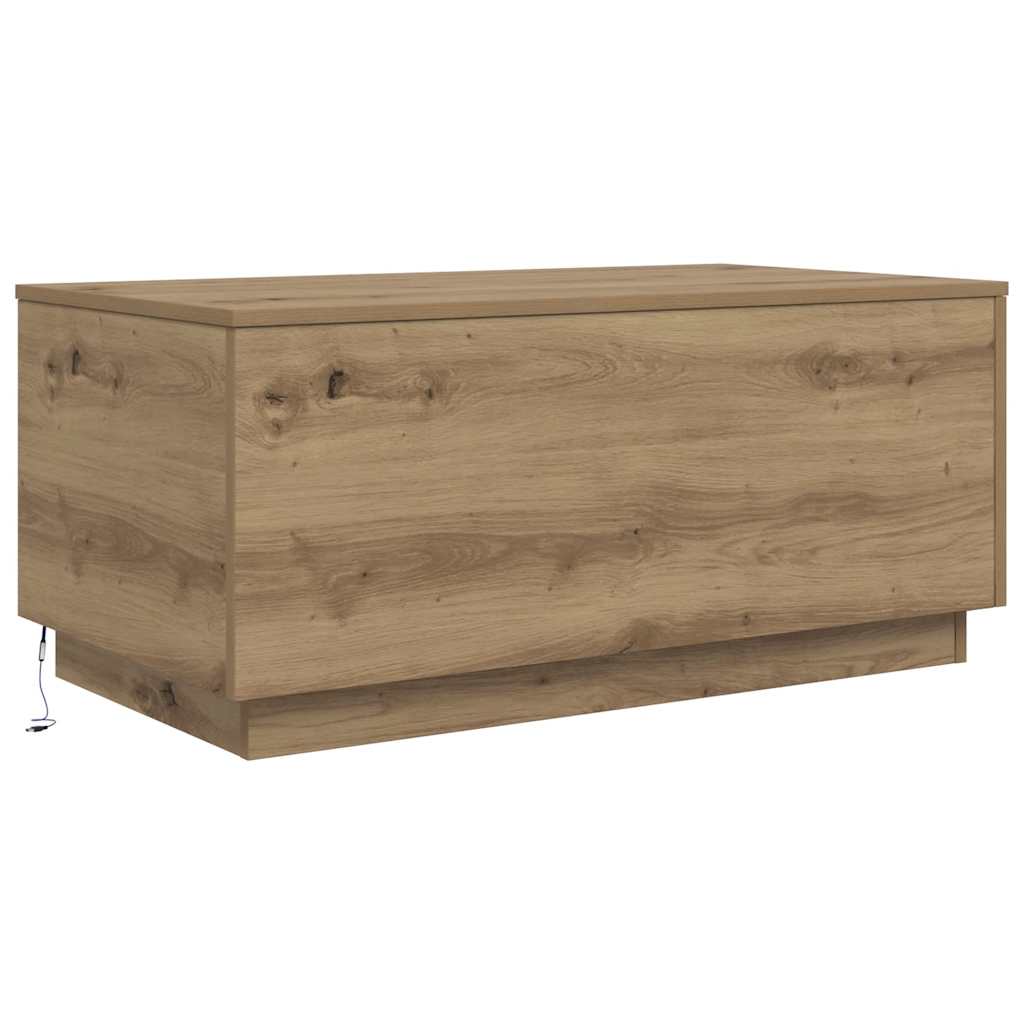 Couchtisch mit LED-Leuchten Artisan-Eiche 90x50x40 cm