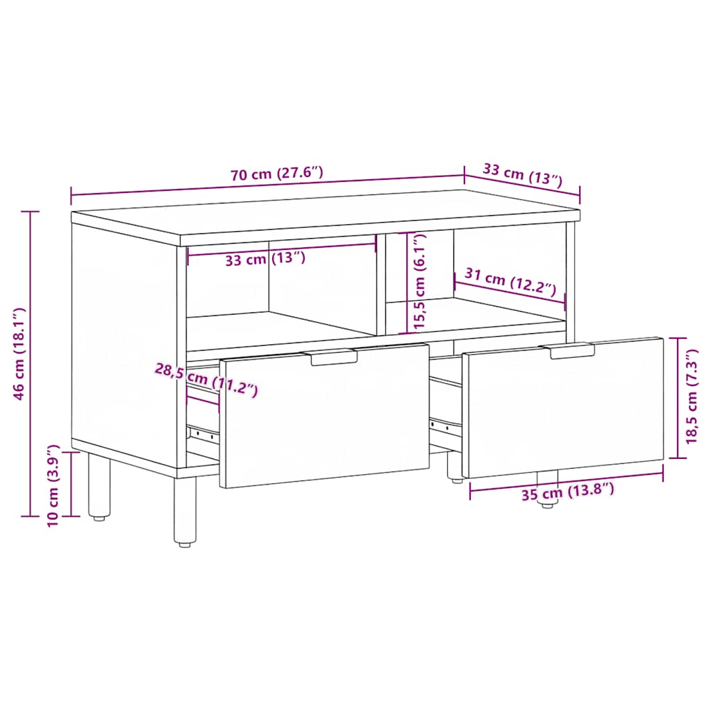 TV-Schrank Schwarz 70x33x46 cm Holzwerkstoff