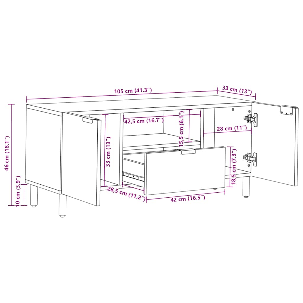 TV-Schrank Schwarz 105x33x46 cm Holzwerkstoff