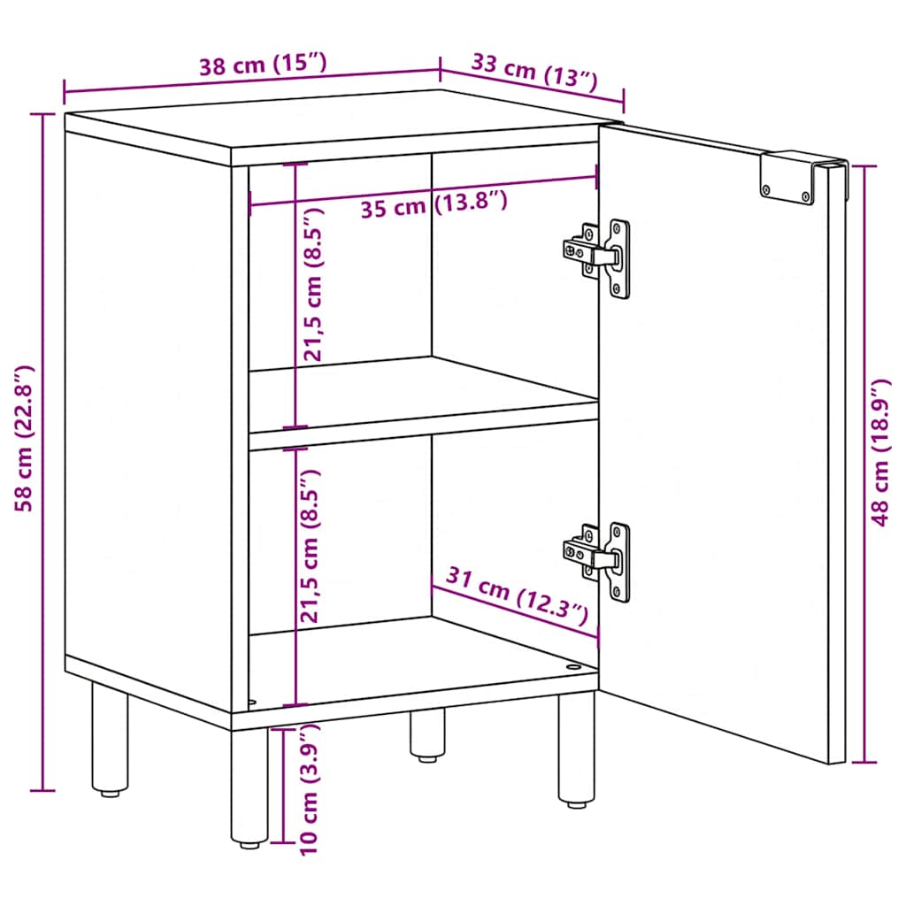 Badschrank Schwarz 38x33x58 cm Holzwerkstoff