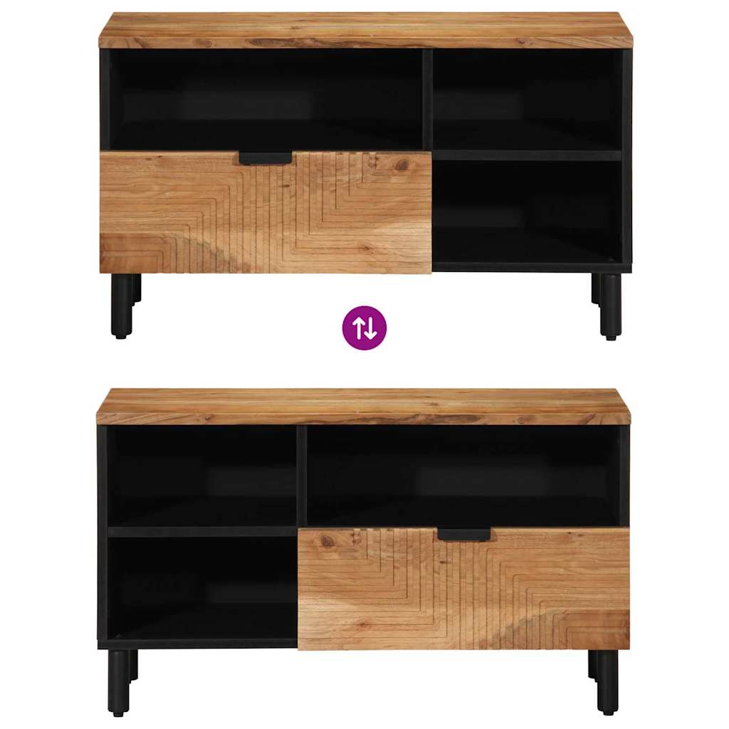 TV-Schränk mit Regal Braun 80 x 33 x 46 cm Massivholz Mango