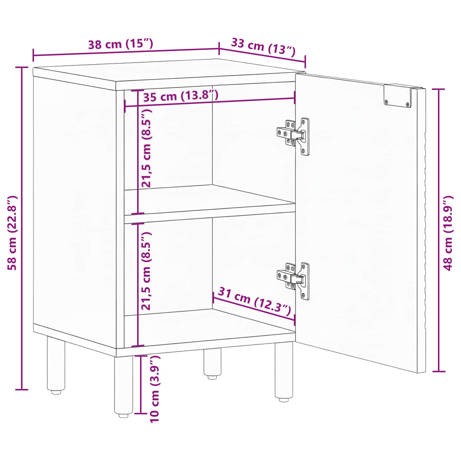 Badezimmerschrank Braun 38 x 33 x 58 cm Massivholz Mango