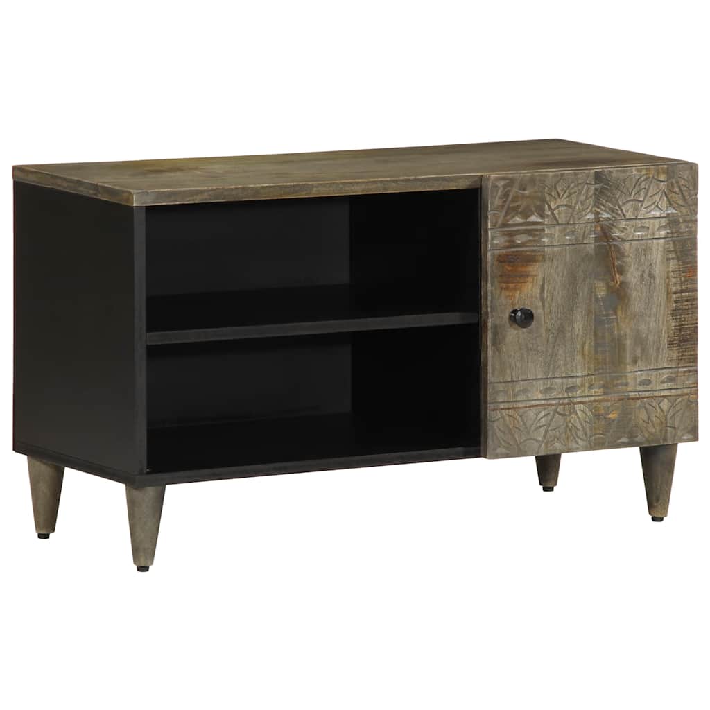 TV-Schrank Hellgrau 80x31,5x46 cm Massivholz Mango
