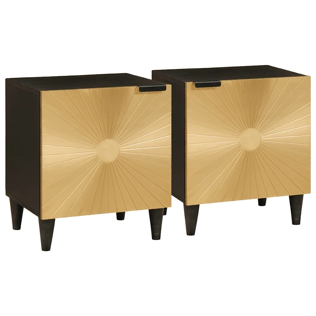 Nachttisch 2 pcs Schwarz und Gold 40 x 33 x 46 cm Holzwerkstoff