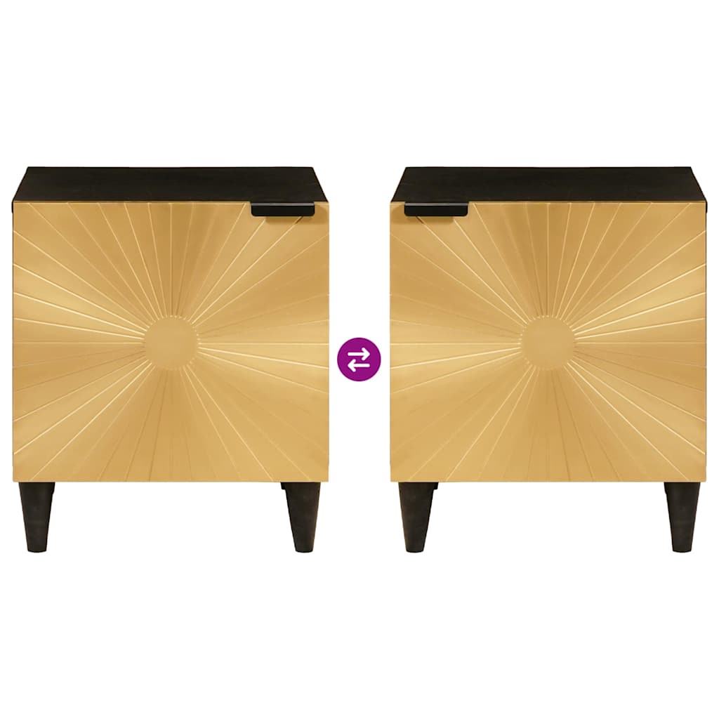 Nachttisch 2 pcs Schwarz und Gold 40 x 33 x 46 cm Holzwerkstoff