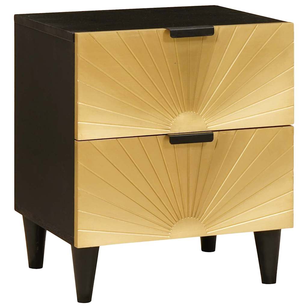 Nachttisch Schwarz und Gold 40 x 33 x 46 cm Holzwerkstoff