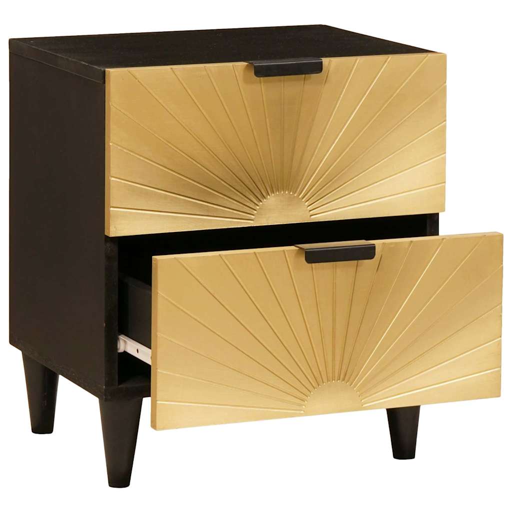 Nachttisch Schwarz und Gold 40 x 33 x 46 cm Holzwerkstoff