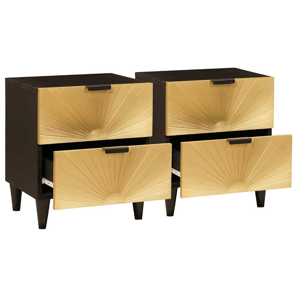 Nachttisch 2 pcs Schwarz und Gold 40 x 33 x 46 cm Holzwerkstoff