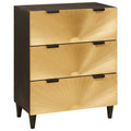 Sideboard Schwarz und Gold 60 x 33 x 75 cm Massivholz Mango