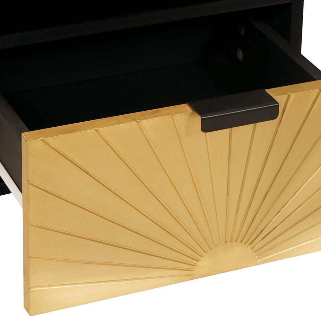 Nachttisch Schwarz und Gold 40 x 33 x 46 cm Holzwerkstoff