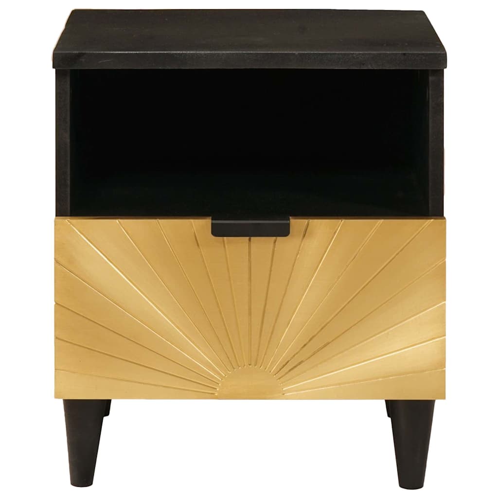 Nachttisch Schwarz und Gold 40 x 33 x 46 cm Holzwerkstoff