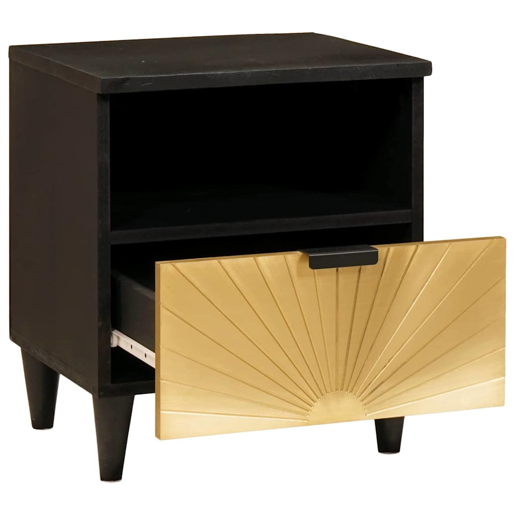 Nachttisch 2 pcs Schwarz und Gold 40 x 33 x 46 cm Holzwerkstoff