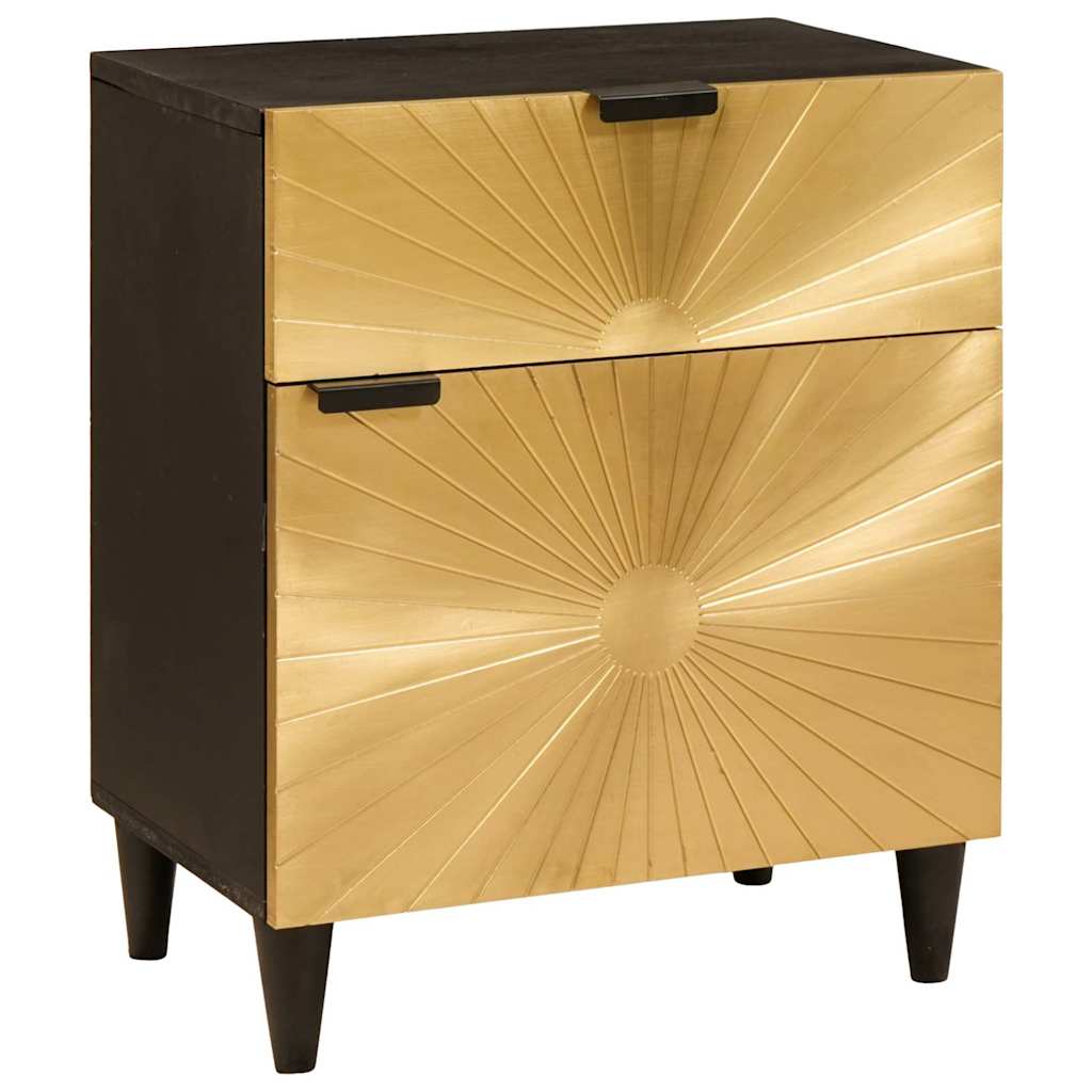 Nachttisch Schwarz und Gold 50 x 33 x 60 cm Holzwerkstoff