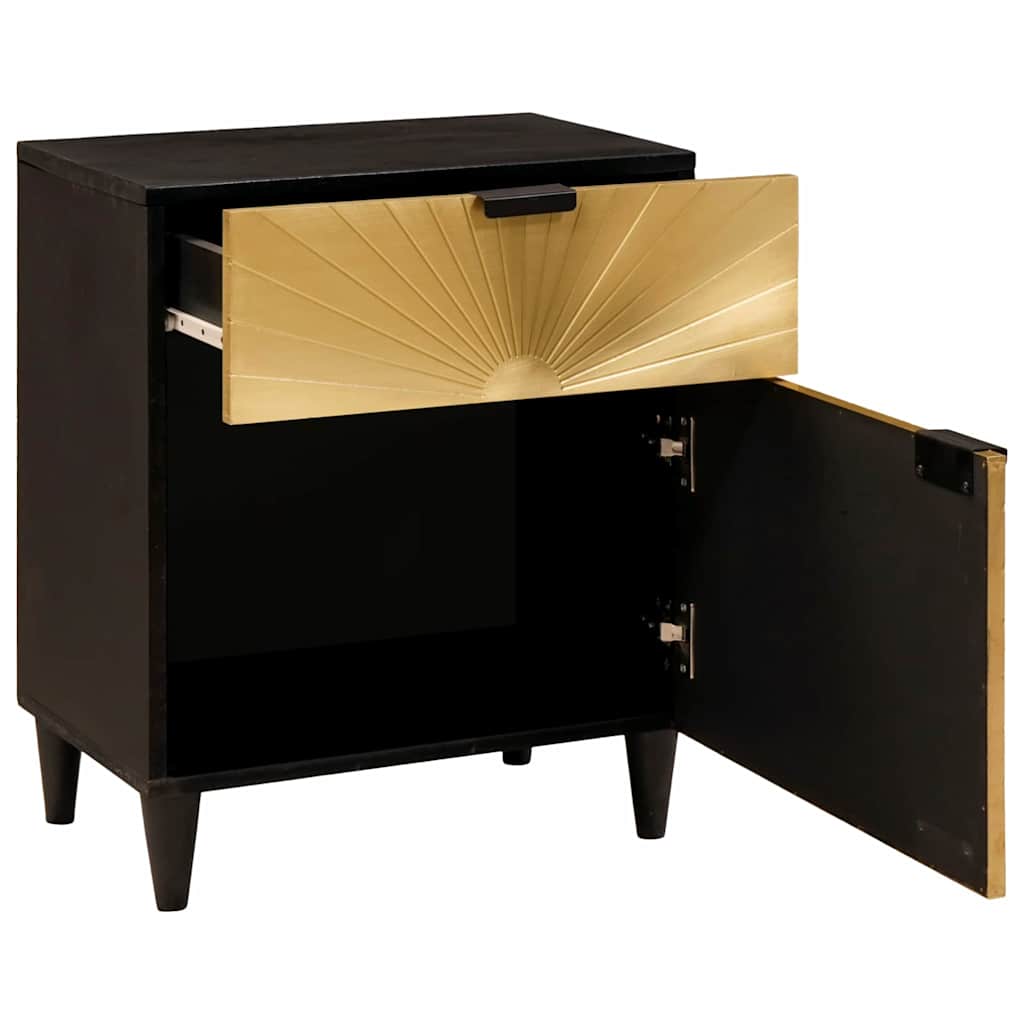 Nachttisch Schwarz und Gold 50 x 33 x 60 cm Holzwerkstoff
