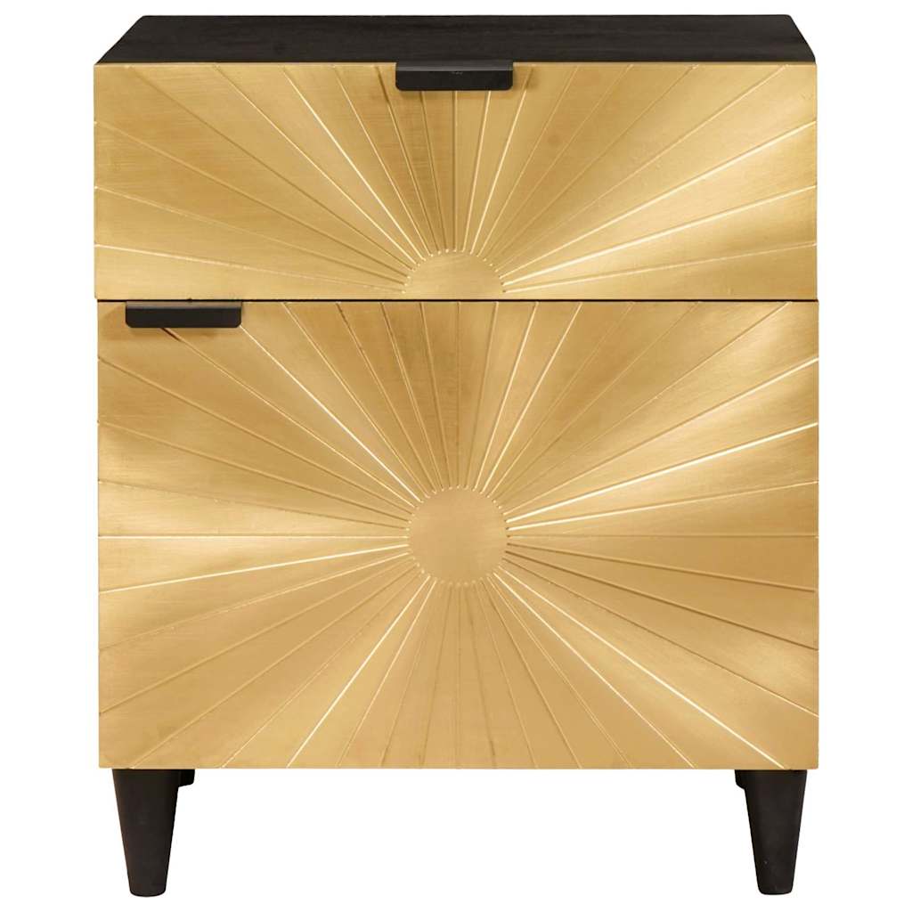 Nachttisch Schwarz und Gold 50 x 33 x 60 cm Holzwerkstoff