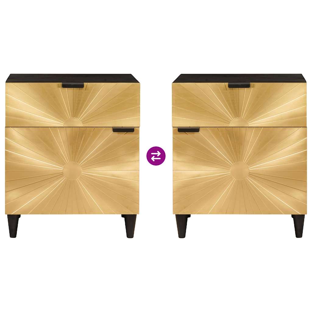 Nachttisch Schwarz und Gold 50 x 33 x 60 cm Holzwerkstoff