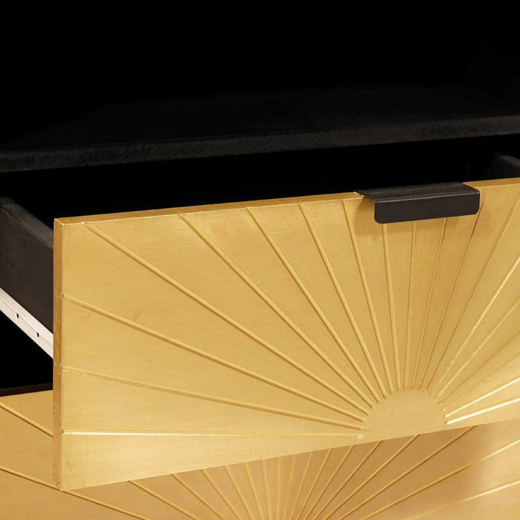 Nachttisch Schwarz und Gold 50 x 33 x 62 cm Holzwerkstoff