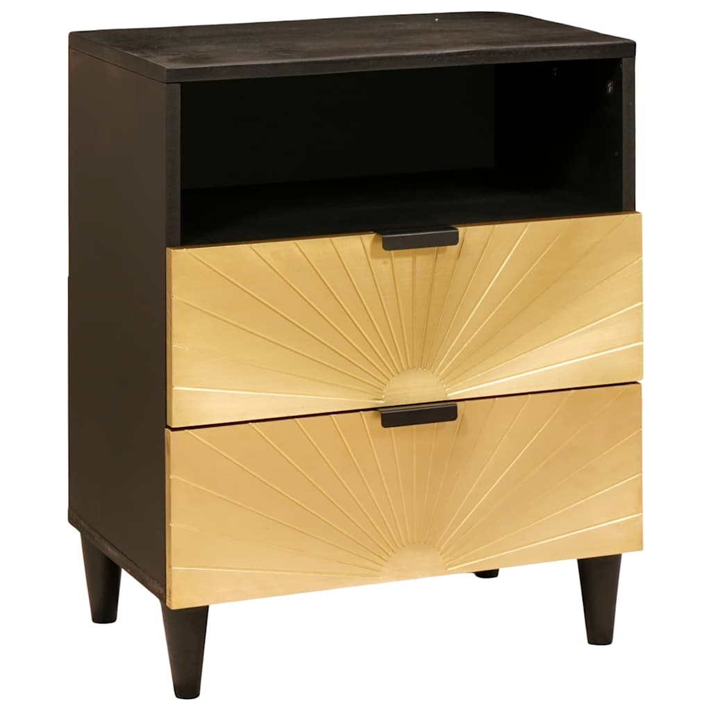 Nachttisch Schwarz und Gold 50 x 33 x 62 cm Holzwerkstoff