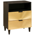 Nachttisch Schwarz und Gold 50 x 33 x 62 cm Holzwerkstoff