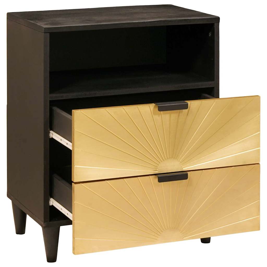 Nachttisch Schwarz und Gold 50 x 33 x 62 cm Holzwerkstoff