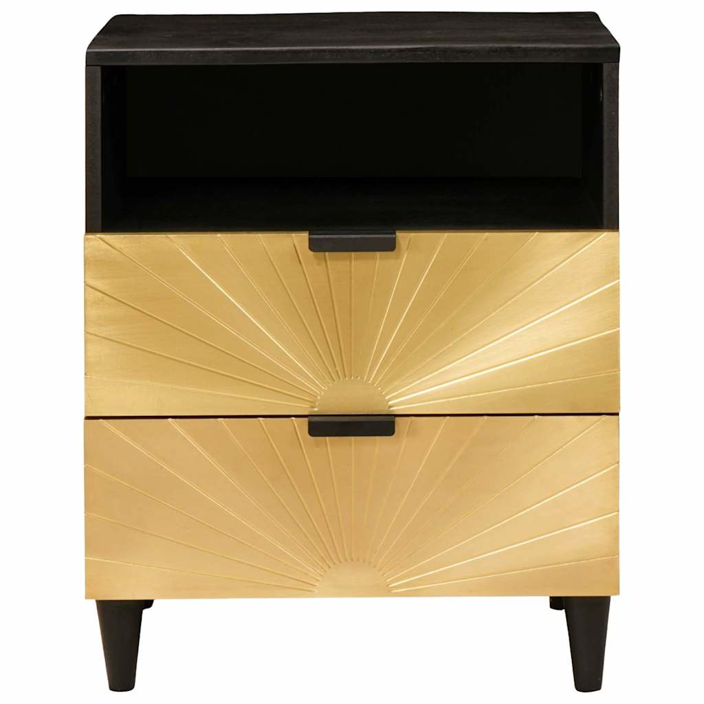 Nachttisch Schwarz und Gold 50 x 33 x 62 cm Holzwerkstoff