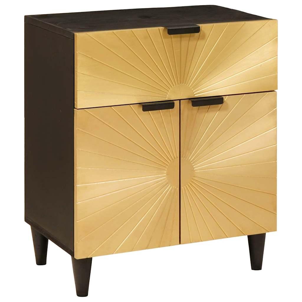 Nachttisch Schwarz und Gold 50 x 33 x 60 cm Holzwerkstoff
