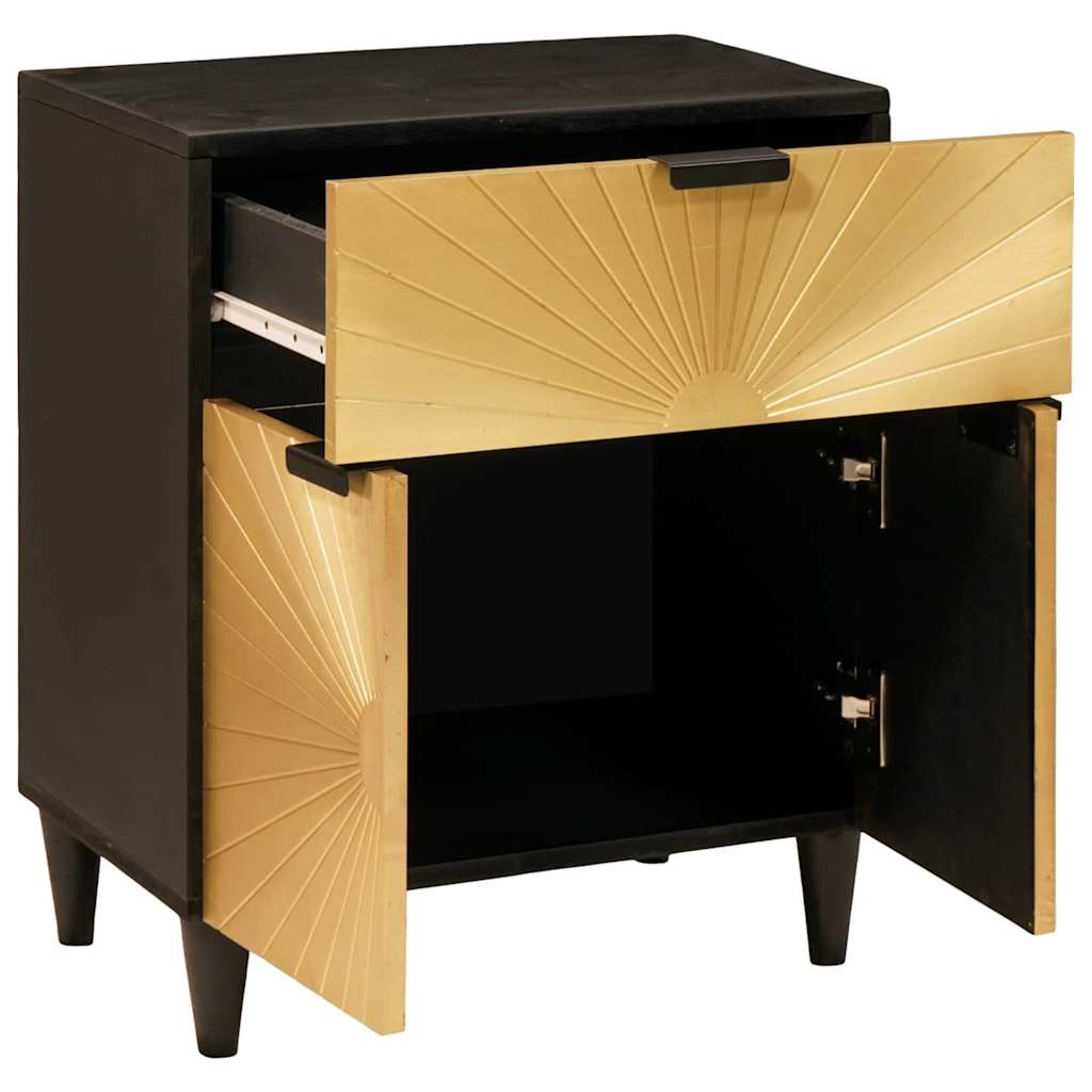 Nachttisch Schwarz und Gold 50 x 33 x 60 cm Holzwerkstoff