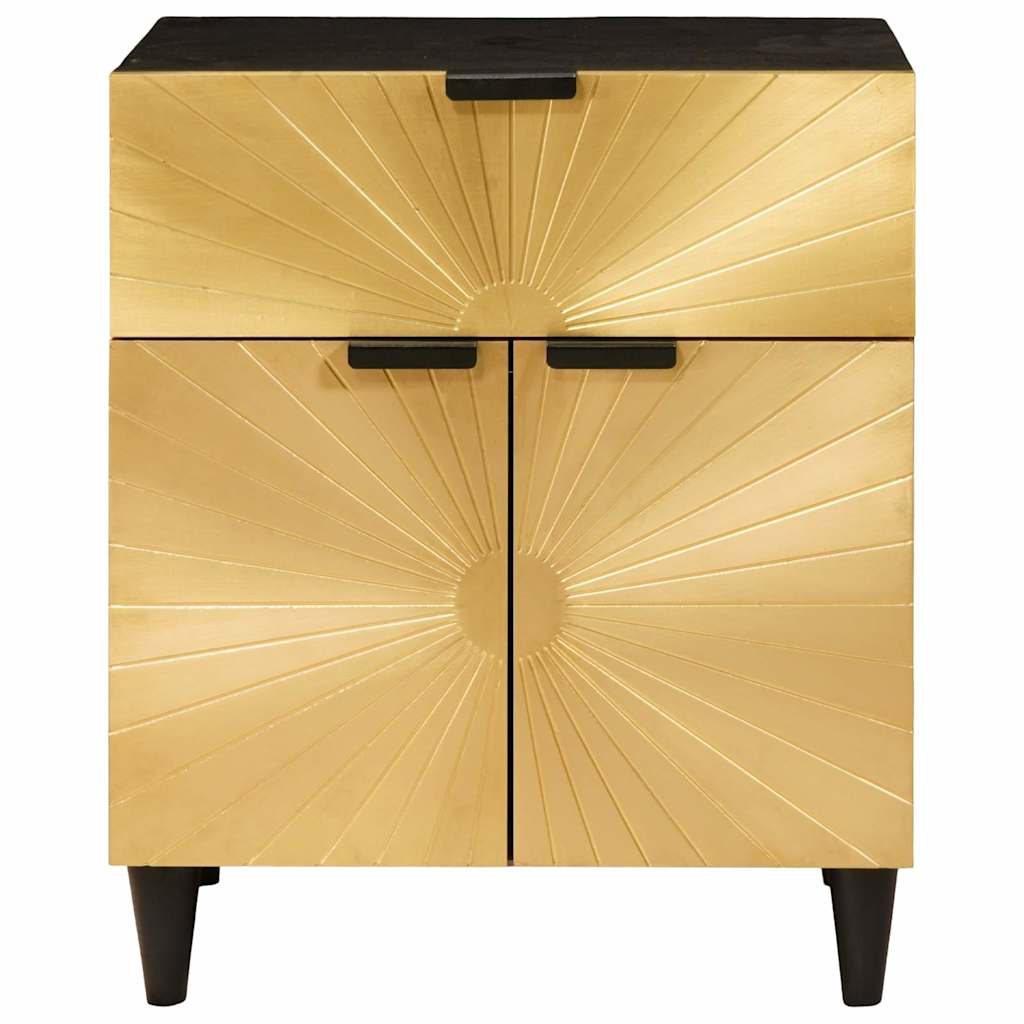 Nachttisch Schwarz und Gold 50 x 33 x 60 cm Holzwerkstoff