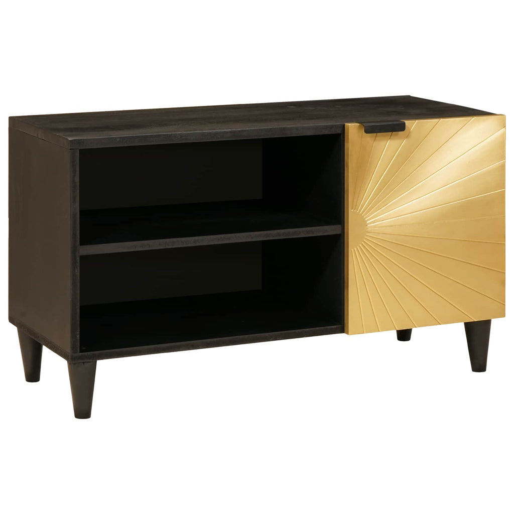 TV-Schränk Schwarz und Gold 80 x 33 x 46 cm Holzwerkstoff