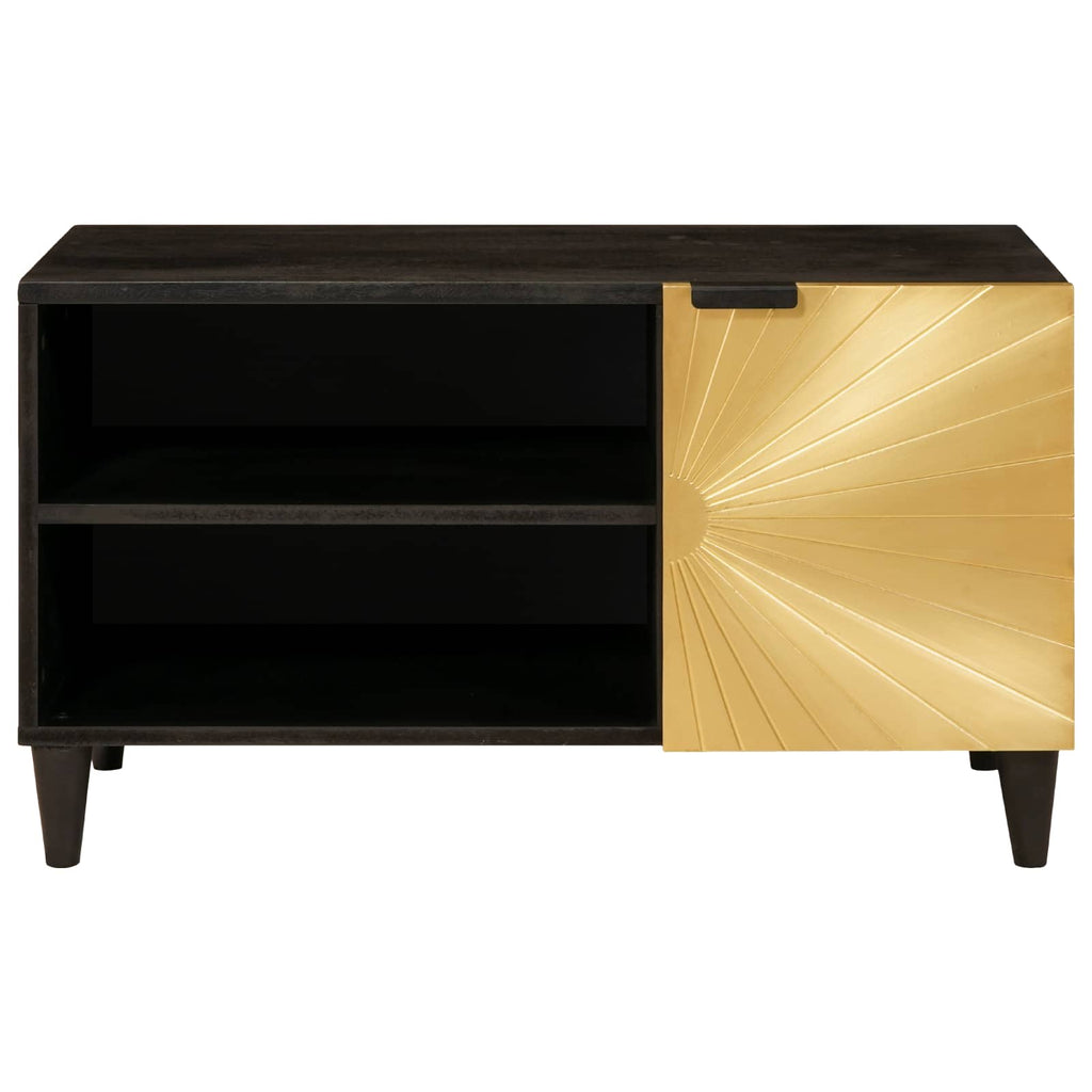 TV-Schränk Schwarz und Gold 80 x 33 x 46 cm Holzwerkstoff