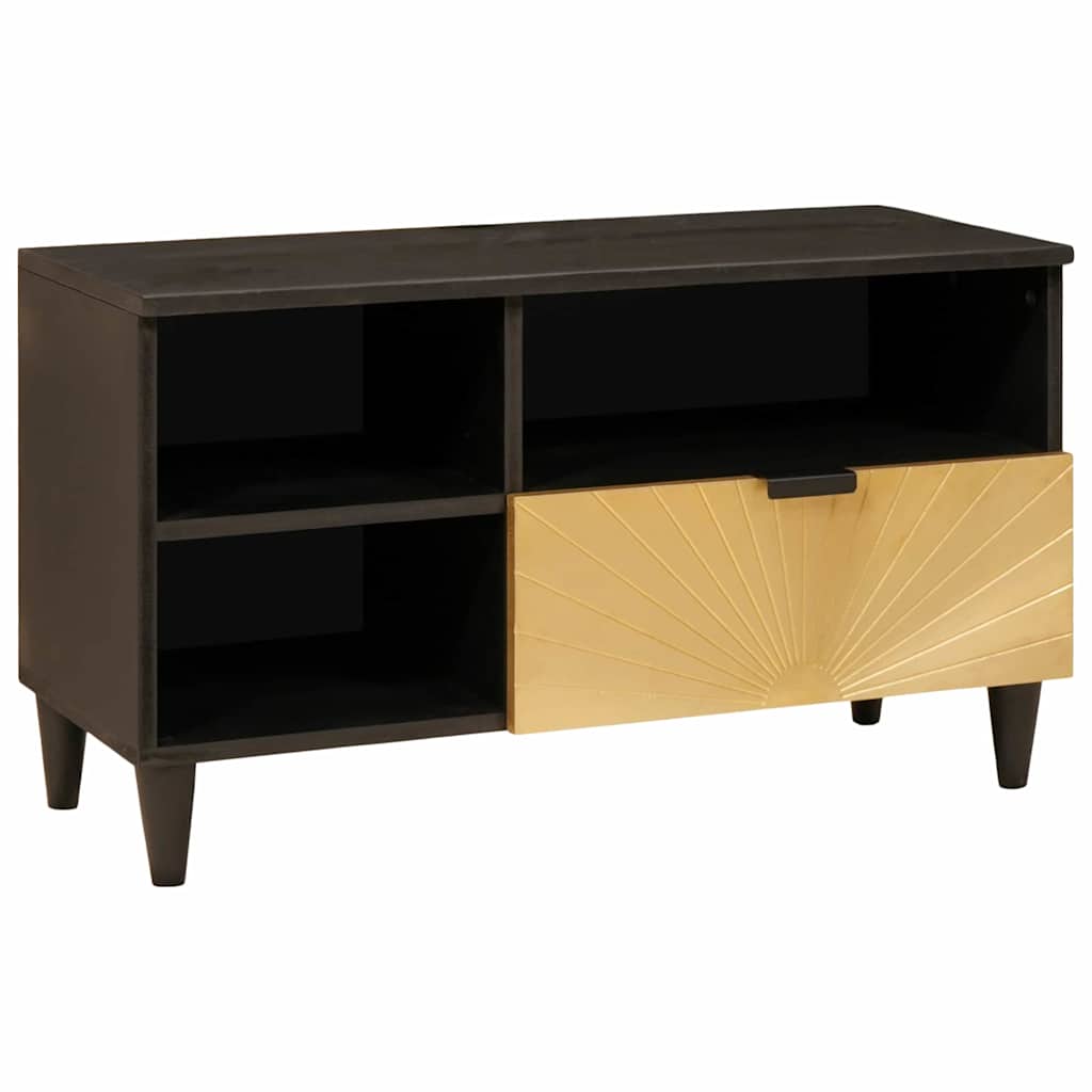 TV-Schränk Schwarz und Gold 80 x 33 x 46 cm Holzwerkstoff