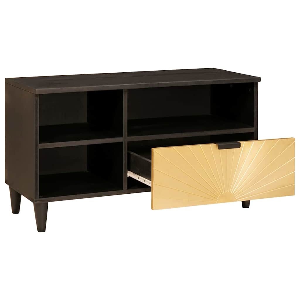 TV-Schränk Schwarz und Gold 80 x 33 x 46 cm Holzwerkstoff