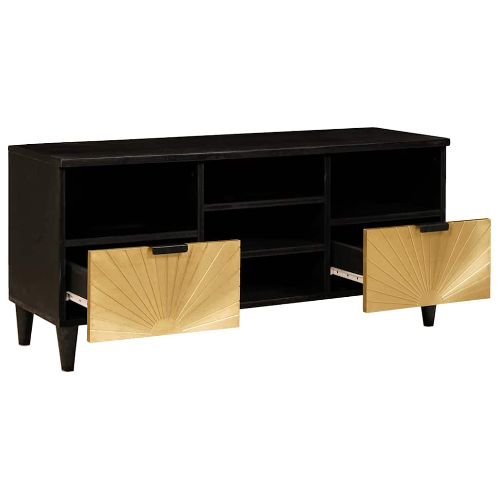 TV-Schränk Schwarz und Gold 100 x 33 x 46 cm Holzwerkstoff