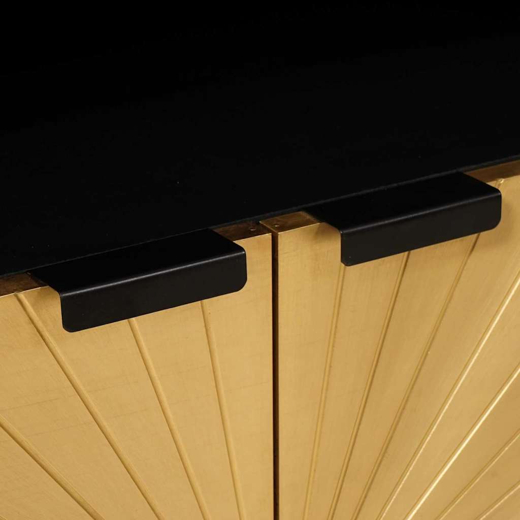 Sideboard Schwarz und Gold 60 x 33 x 75 cm Massivholz Mango