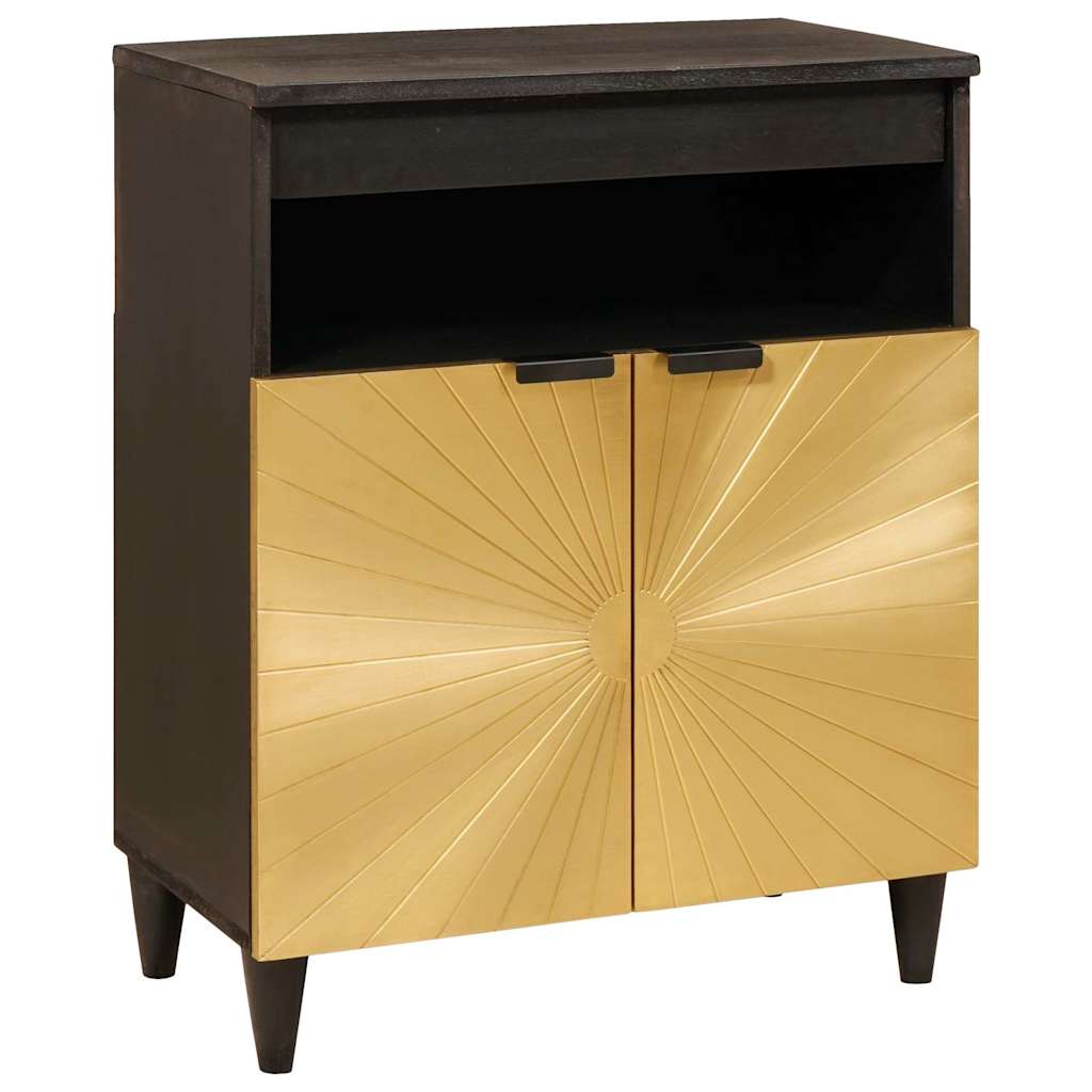 Sideboard Schwarz und Gold 60 x 33 x 75 cm Massivholz Mango