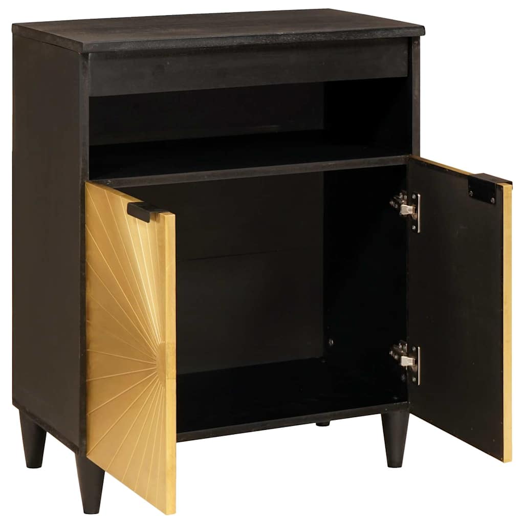 Sideboard Schwarz und Gold 60 x 33 x 75 cm Massivholz Mango