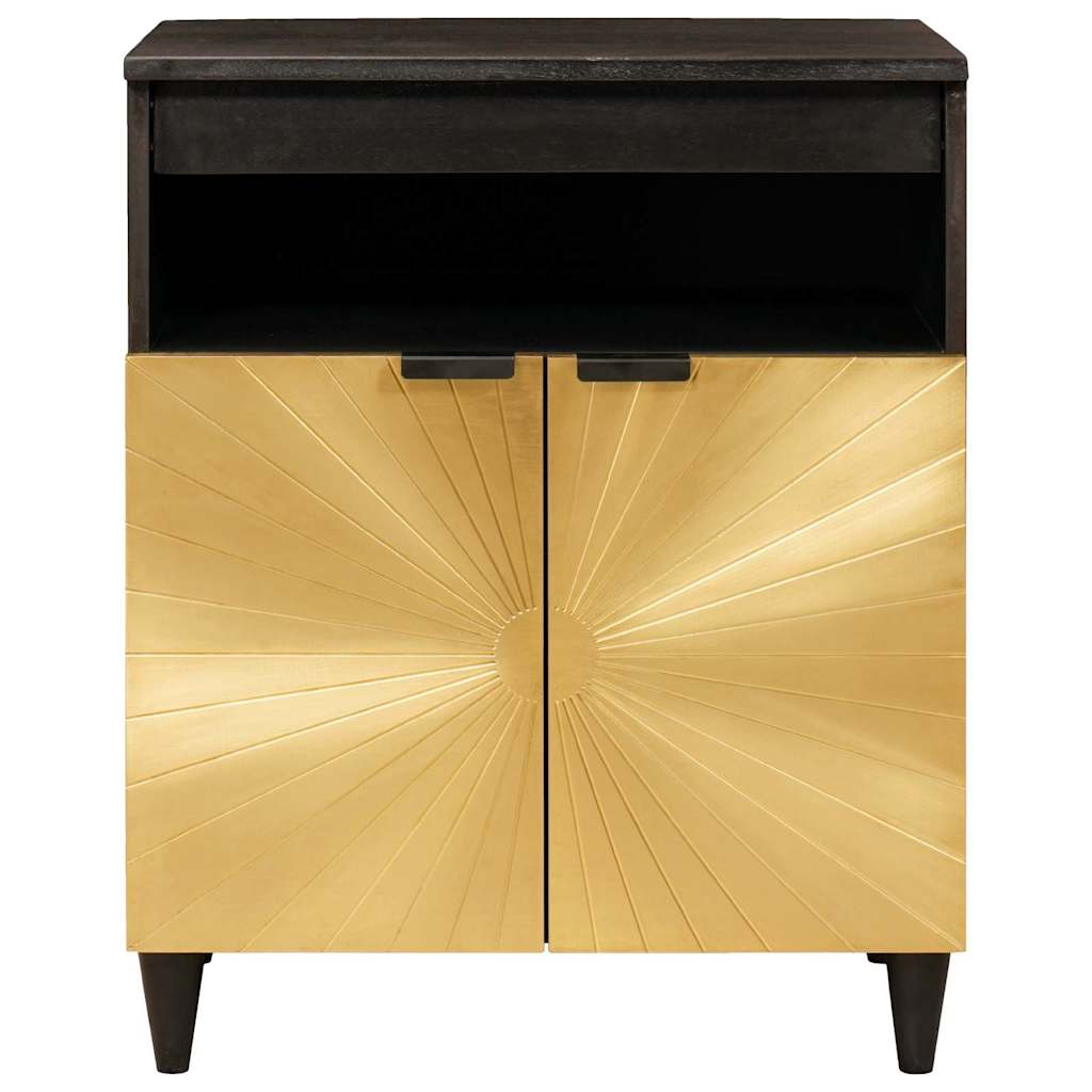 Sideboard Schwarz und Gold 60 x 33 x 75 cm Massivholz Mango