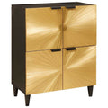 Seitenschrank mit Speicher Schwarz und Gold 60 x 33,5 x 75 cm