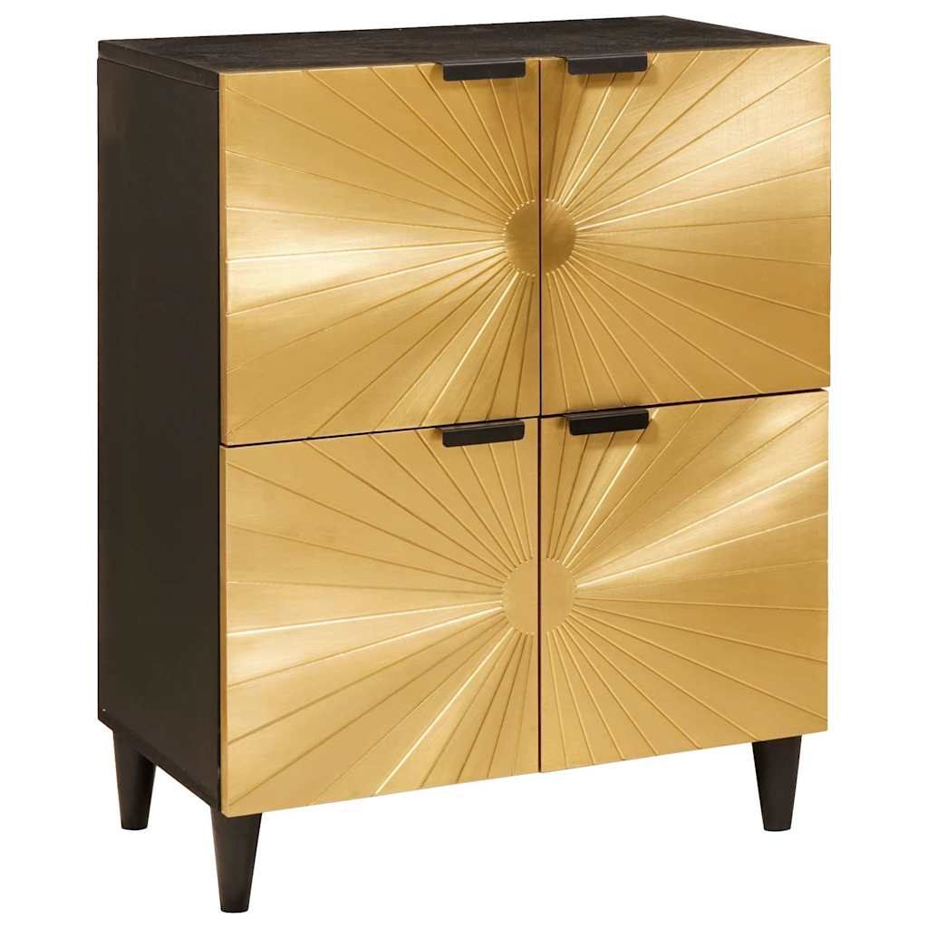 Seitenschrank mit Speicher Schwarz und Gold 60 x 33,5 x 75 cm