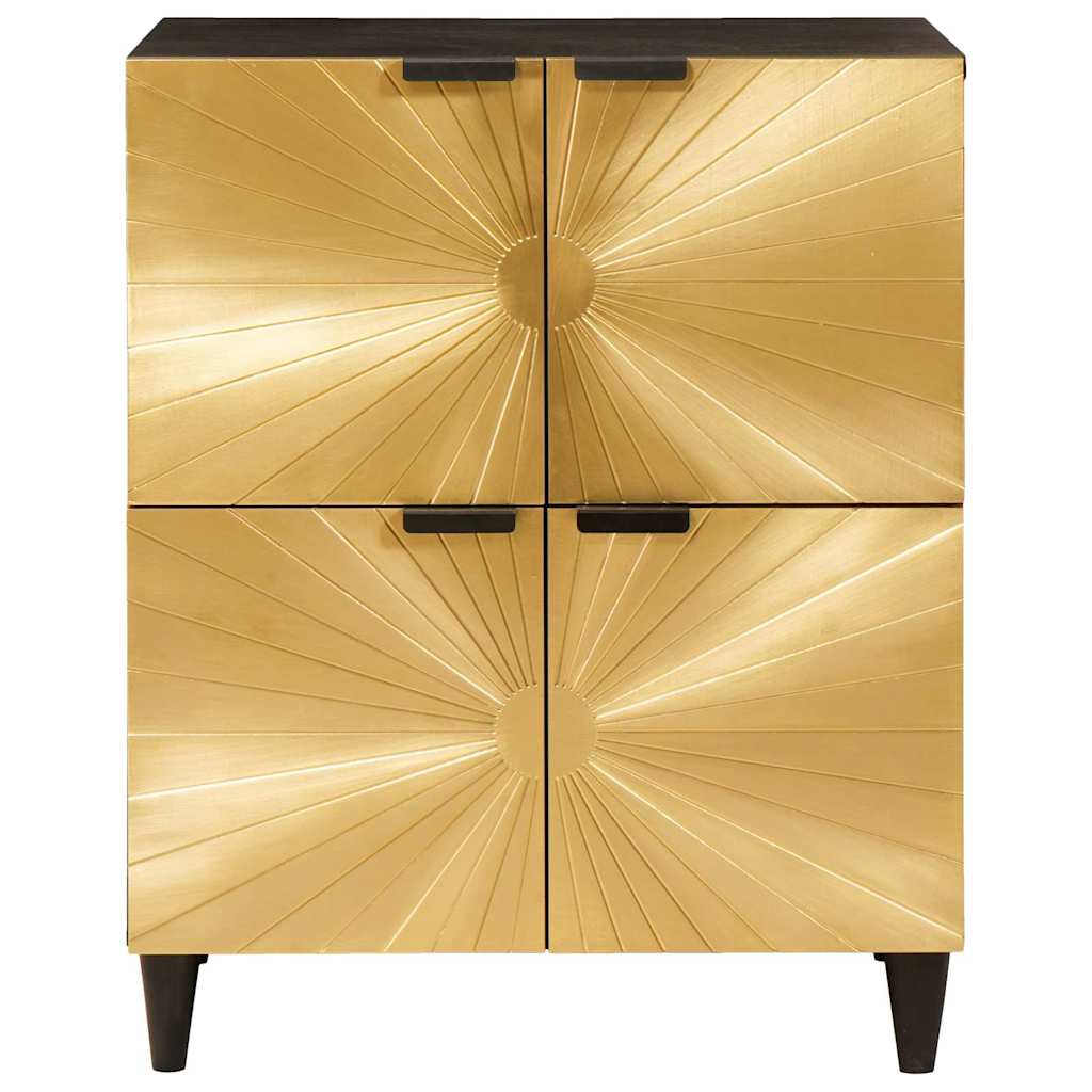 Seitenschrank mit Speicher Schwarz und Gold 60 x 33,5 x 75 cm