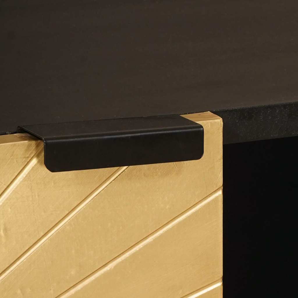 Seitenschrank mit Regal Schwarz und Gold 80 x 33,5 x 75 cm