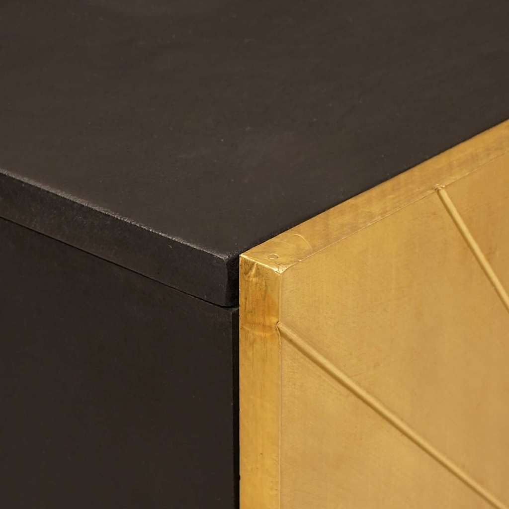 Seitenschrank mit Regal Schwarz und Gold 90 x 33,5 x 75 cm