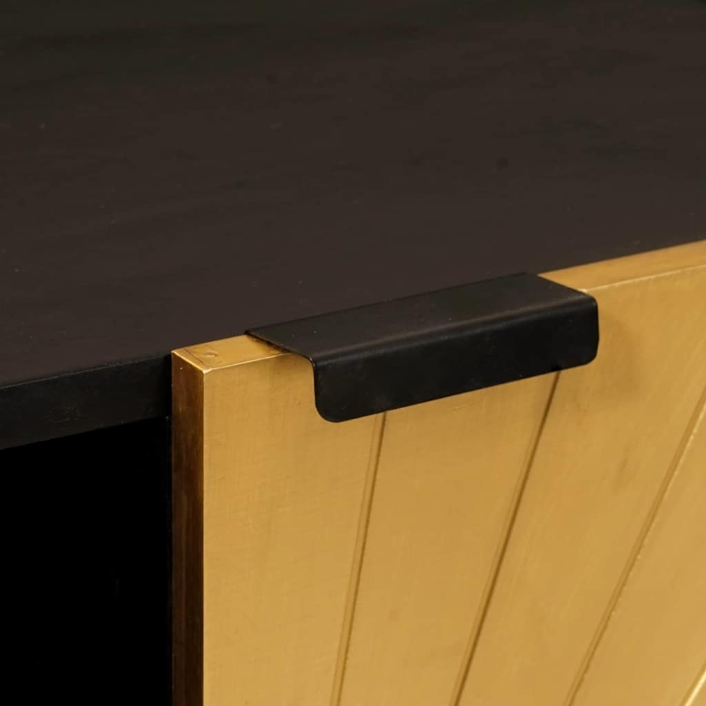 Seitenschrank mit Regal Schwarz und Gold 90 x 33,5 x 75 cm