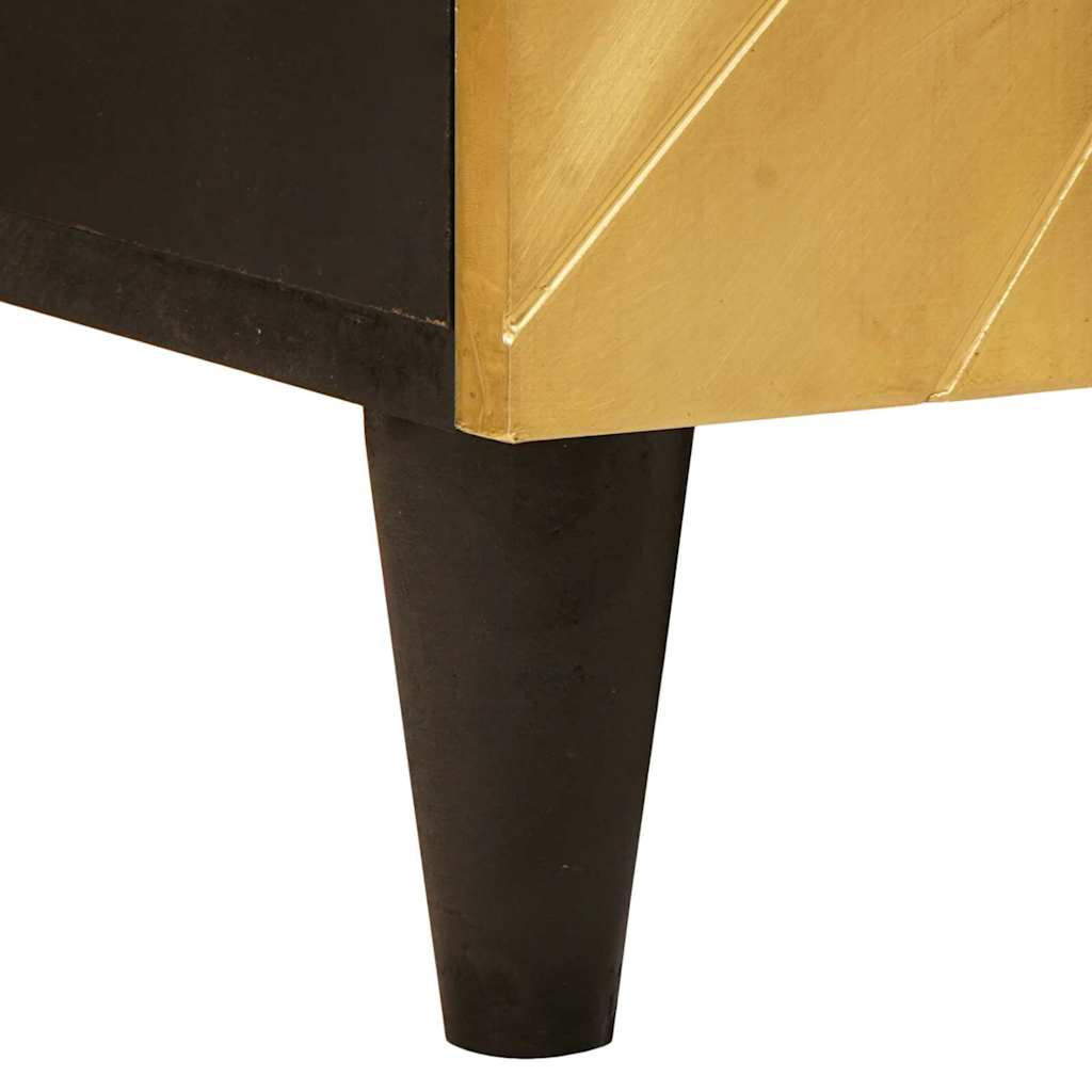 Seitenschrank mit Regal Schwarz und Gold 90 x 33,5 x 75 cm
