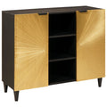 Seitenschrank mit Regal Schwarz und Gold 90 x 33,5 x 75 cm