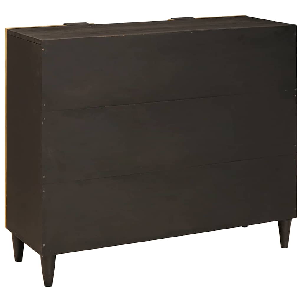 Seitenschrank mit Regal Schwarz und Gold 90 x 33,5 x 75 cm