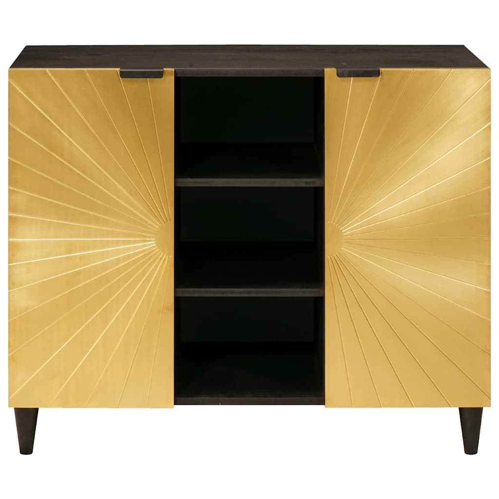 Seitenschrank mit Regal Schwarz und Gold 90 x 33,5 x 75 cm