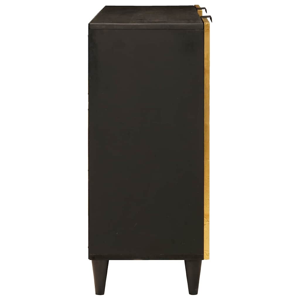 Seitenschrank mit Regal Schwarz und Gold 90 x 33,5 x 75 cm